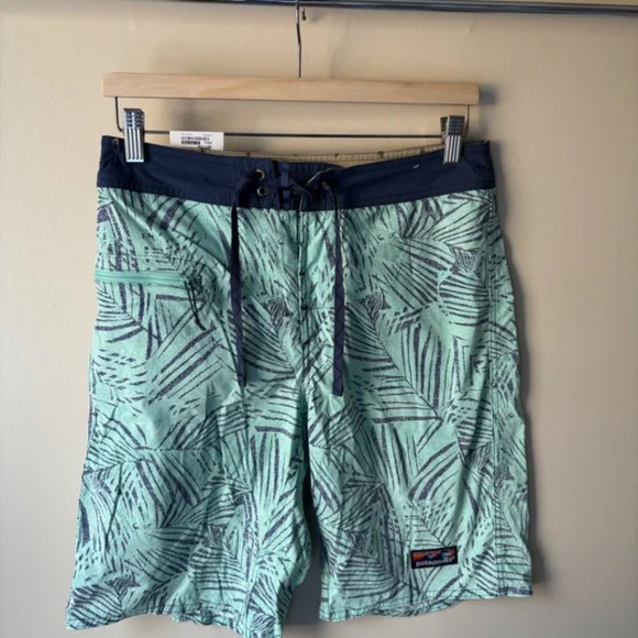 Patagonia Mens Stretch Wavefarer Boardshorts 21" Rain Fern Speckle Green Size 30 - Picture 2 of 5